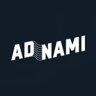 Logo for ADNAMI: bold white wordmark on a dark background with a stylized DNA double helix weaving through the letters.