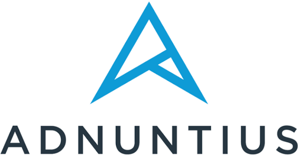 ADNUNTIUS logo: blue triangular emblem above the word ADNUNTIUS.